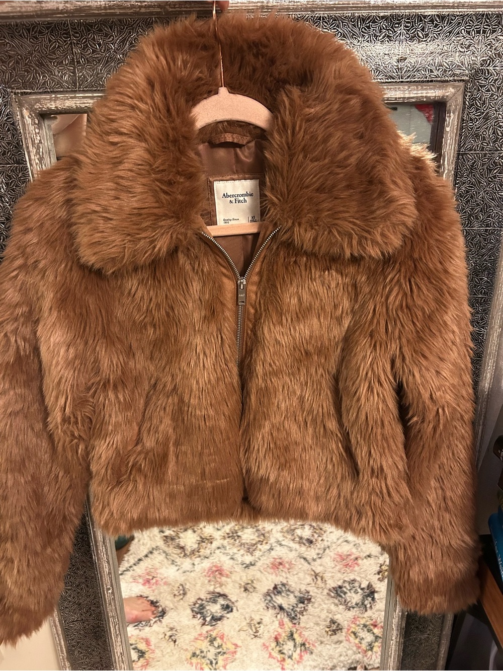 Abercrombie & Fitch Women's Faux Fur Jacket — Warm Chestnut